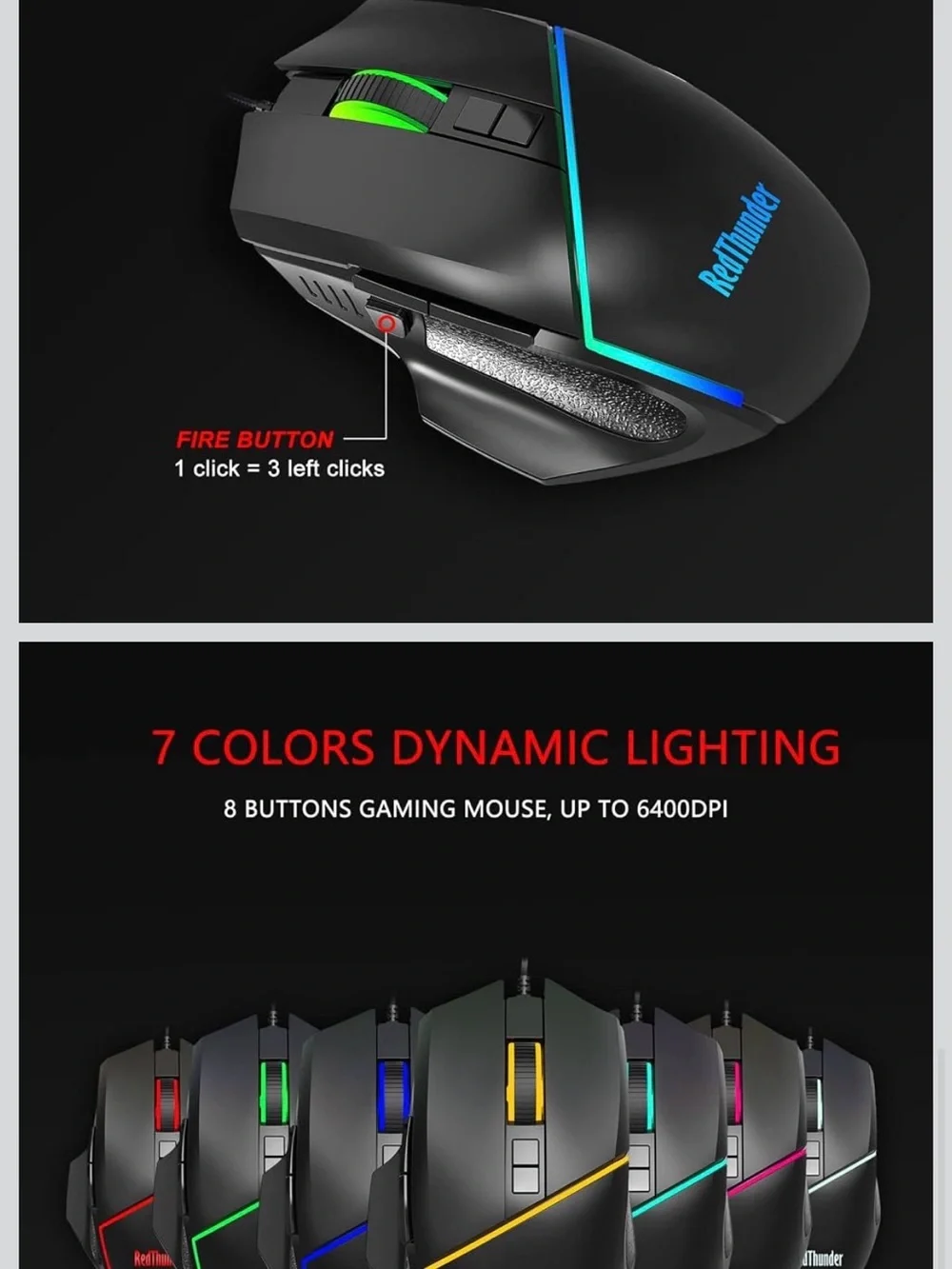 RedThunder One-Handed RGB Gaming Keyboard and Mouse Combo, 35 Keys